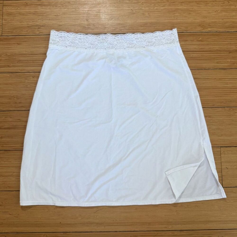 Jockey White Silky Slip Skirt Lace Trim Stretch Layering XS